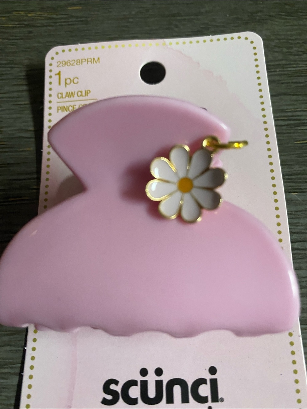 Pink Daisy Charm Hair Claw
